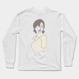 Lady - Simple Minimalist Line Art Design Long Sleeve T-Shirt